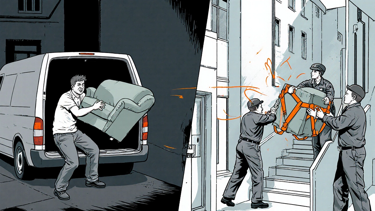 Сравнение самостоятельного переезда и профессиональных грузчиков рядом с газелью.