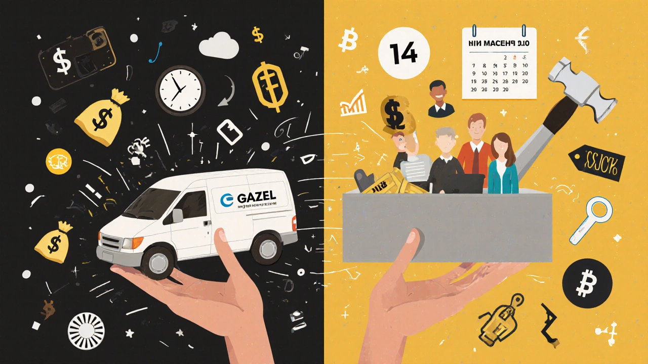 ГАЗЕЛЬ как рука с молотком — инструмент для заработка, разделённый на хаос и порядок.