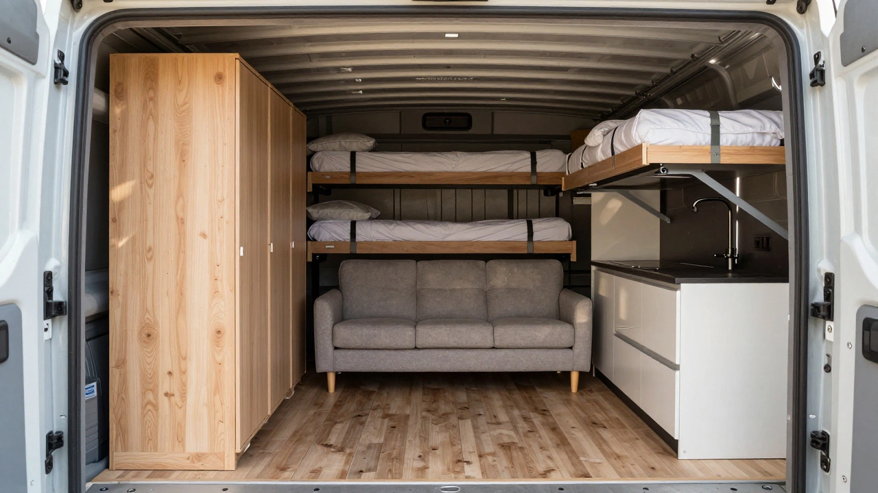 Внутренний вид грузового отсека Газели-Некст с полностью уложенной мебелью без разборки.