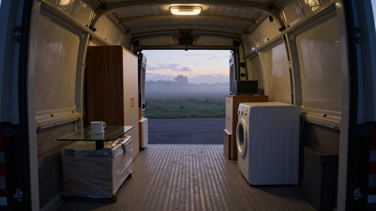 Внутренний вид кузова Газели с зафиксированным грузом и восемью точками крепления строп.